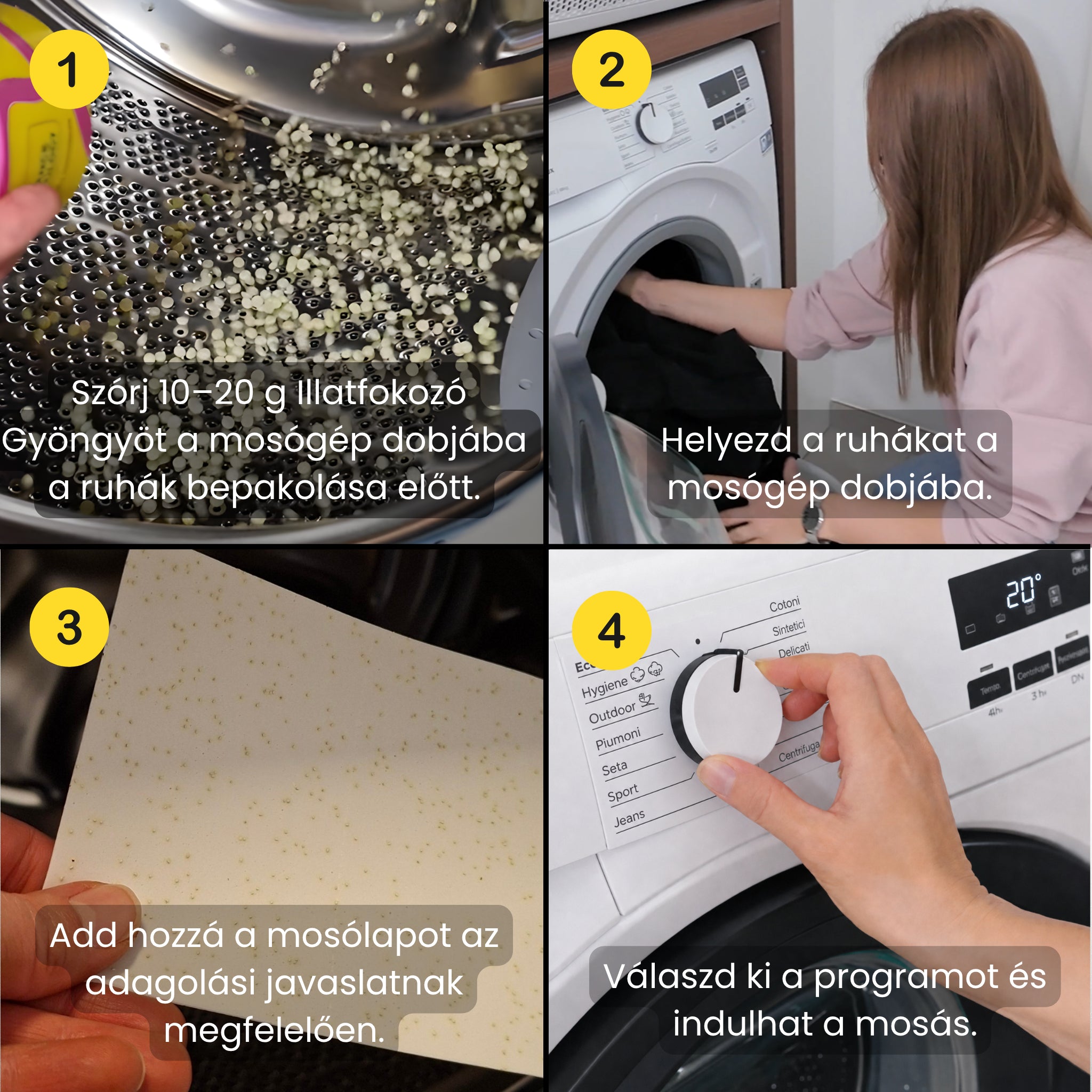 The Eco Buddies illatfokozó gyöngy és mosólap használata lépésről-lépésre.