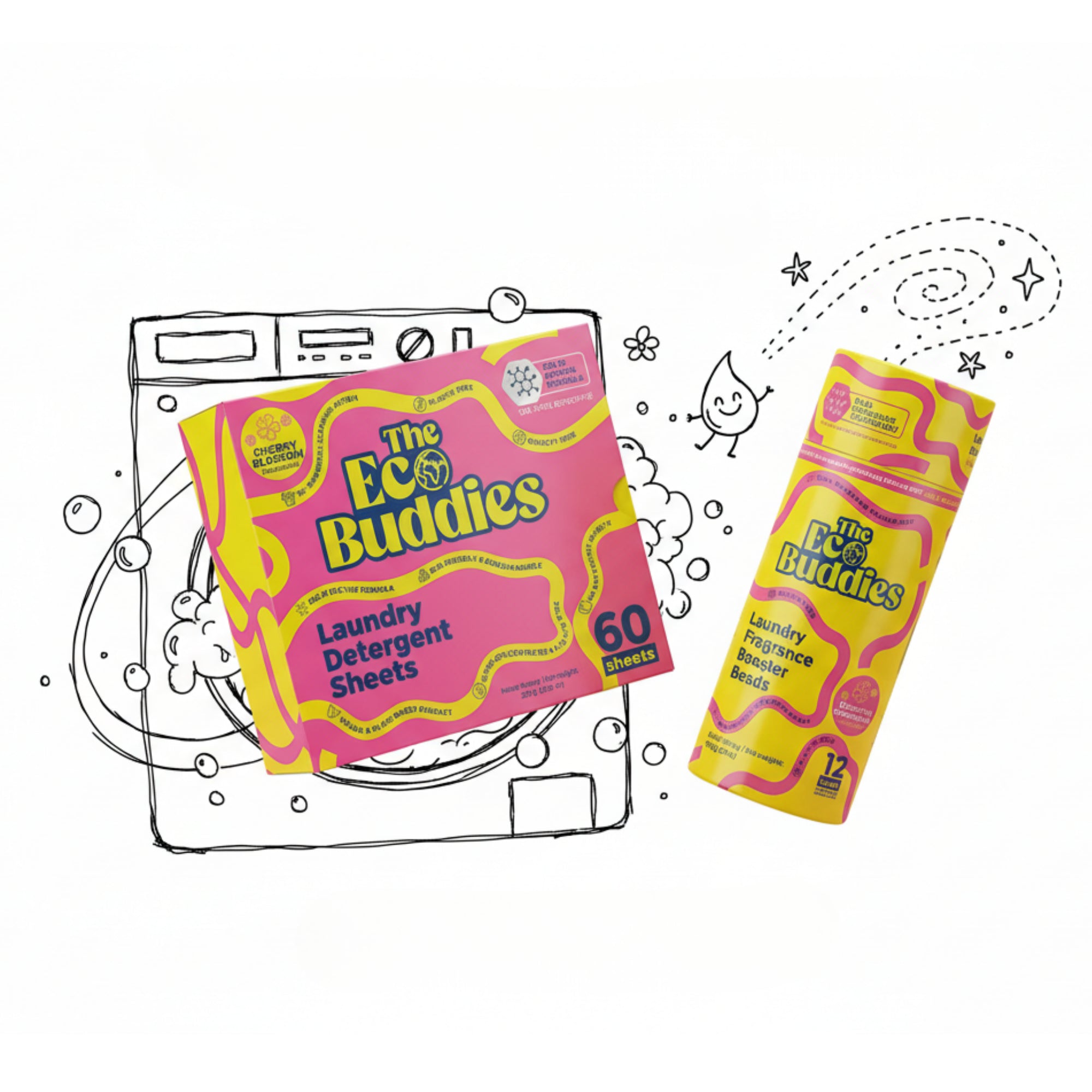 THE ECO BUDDIES MOSÓLAPOK SZILÁRD ENZIM FORMULÁVAL + ILLATFOKOZÓ GYÖNGYÖK STARTER CSOMAG