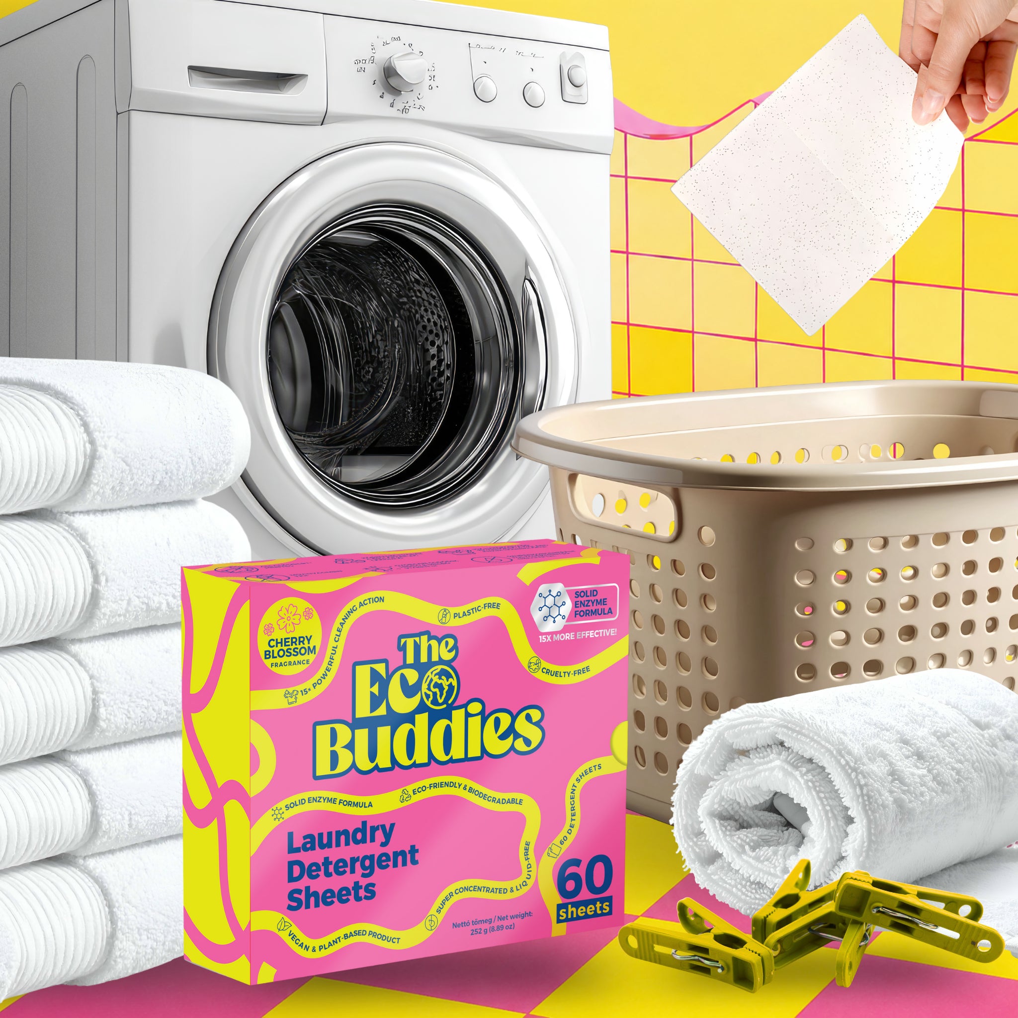 THE ECO BUDDIES MOSÓLAPOK - SZILÁRD ENZIM FORMULÁVAL - CSERESZNYEVIRÁG ILLATTAL