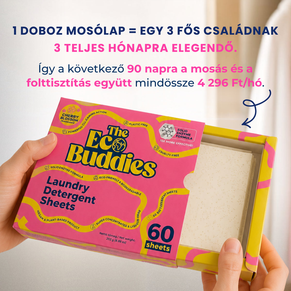 1 doboz 3 havi mosás és folttisztítás. Mindössze 4296 Ft/hó költség.